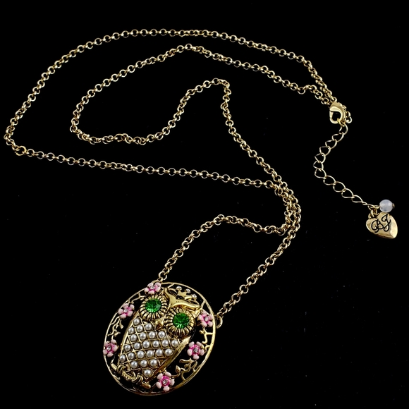 NWOT! Betsey Johnson Necklace Owl Pendant - Picture 3 of 8